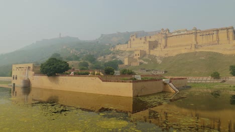 amer fort is a fort located in amer, rajasthan, india. located high on a hill, it is the principal tourist attraction in jaipur.