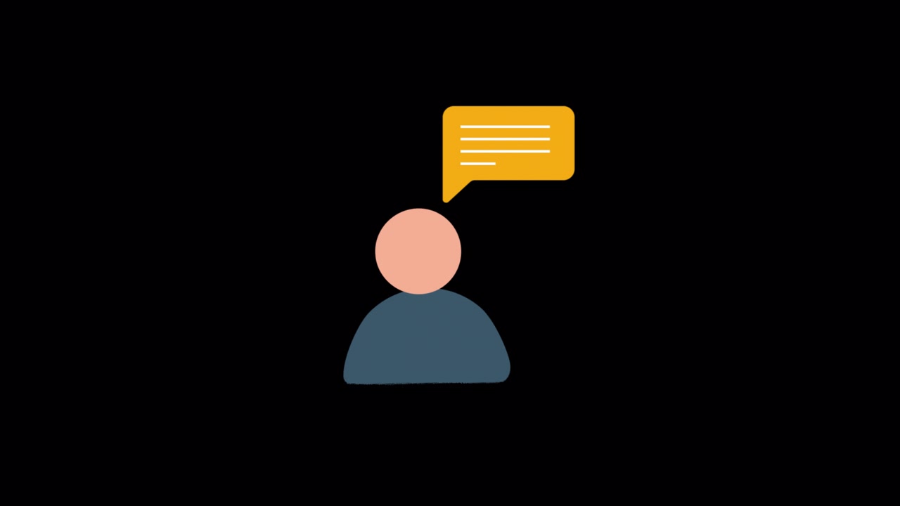 Animated Person Icon with Thought Bubble on Black Background