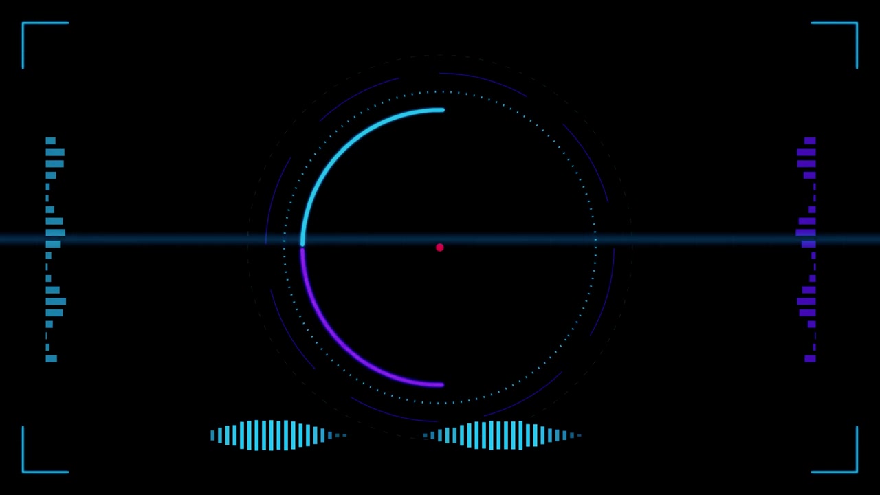 Futuristic Digital HUD Interface with Rotating Circular Scan