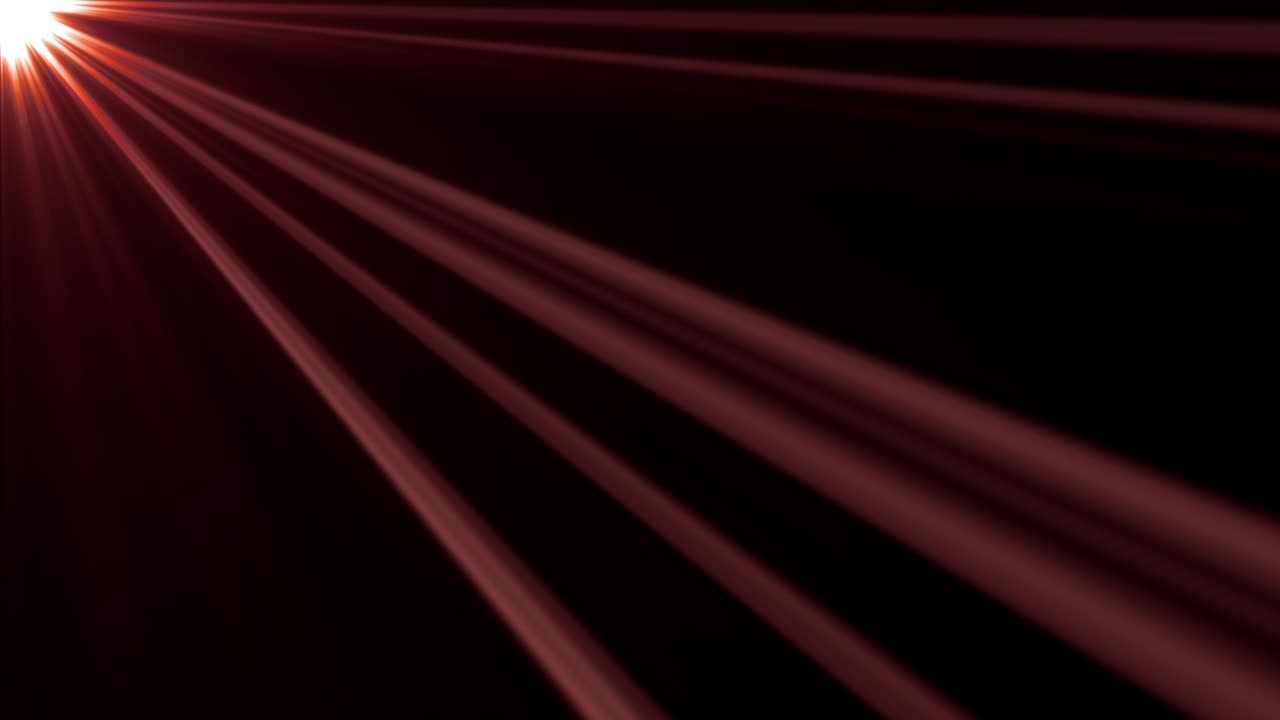 Seamless loop Light rays with shimmers streaks from the top left. Side diagonal light optical lens flares shiny animation art background 4 K Looping. Lighting rays simulation effect for overlay.