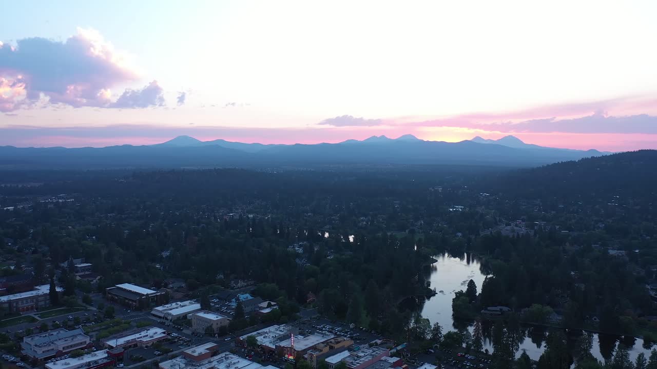 Aerial View of Bend, Oregon at Sunset