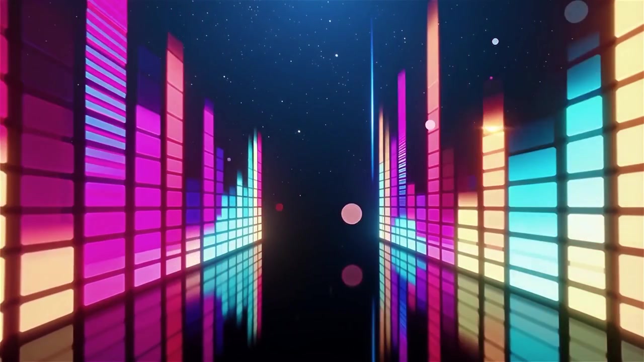 Futuristic Rainbow Neon Music Equalizer Visualizer Background
