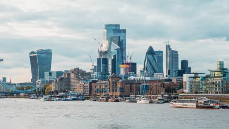 timelapse view of amazing london skyline view on a sunny cloudy day.