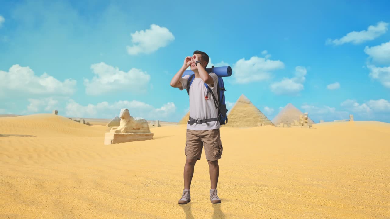 Tourist exploring the Egyptian desert
