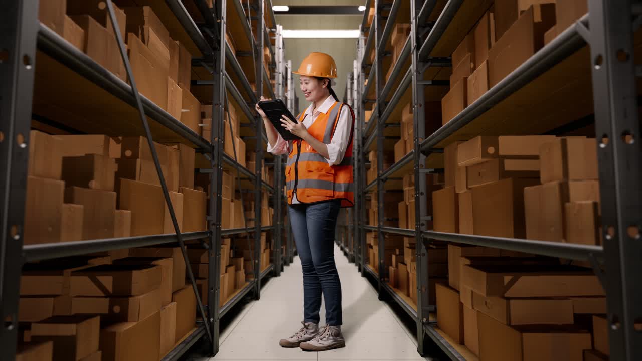 trabajador de almacén comprobando el inventario