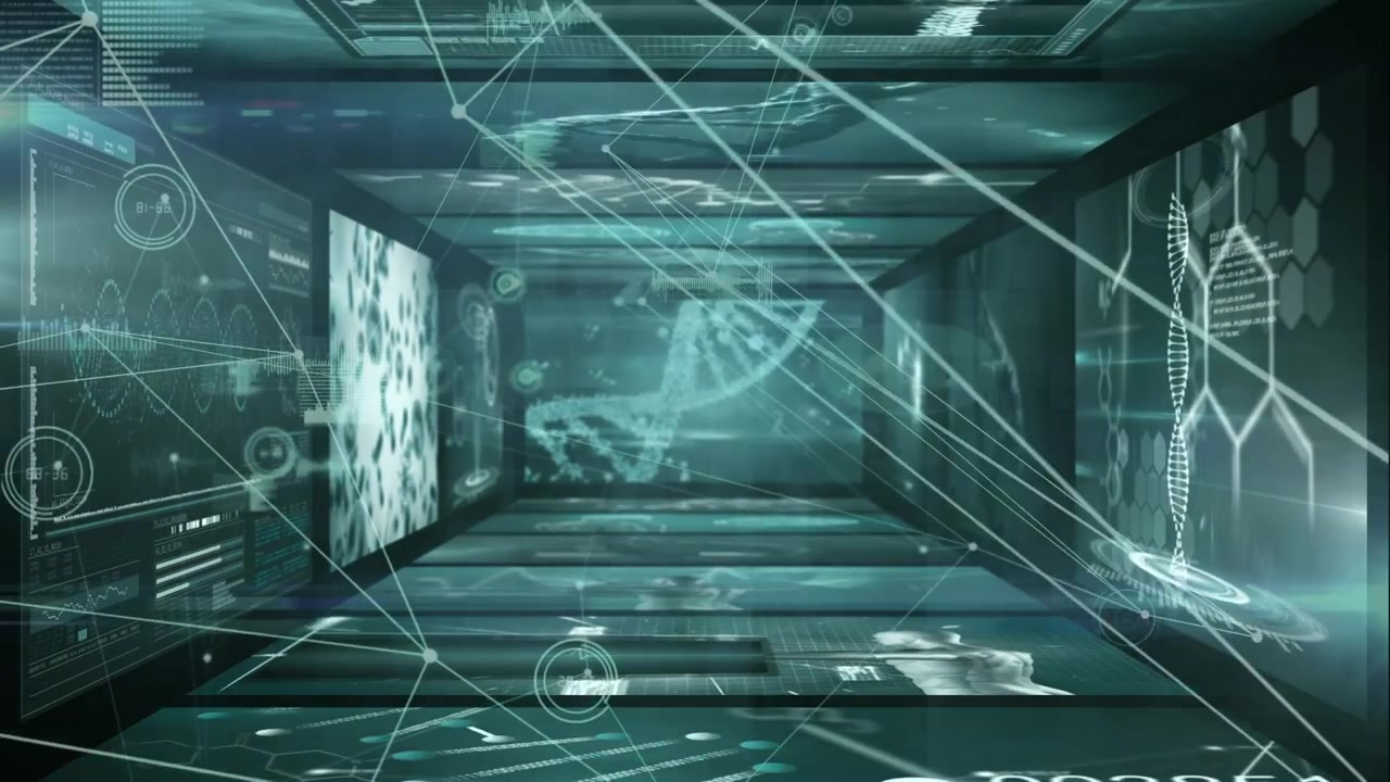 Animation af netværk af forbindelser over databehandling