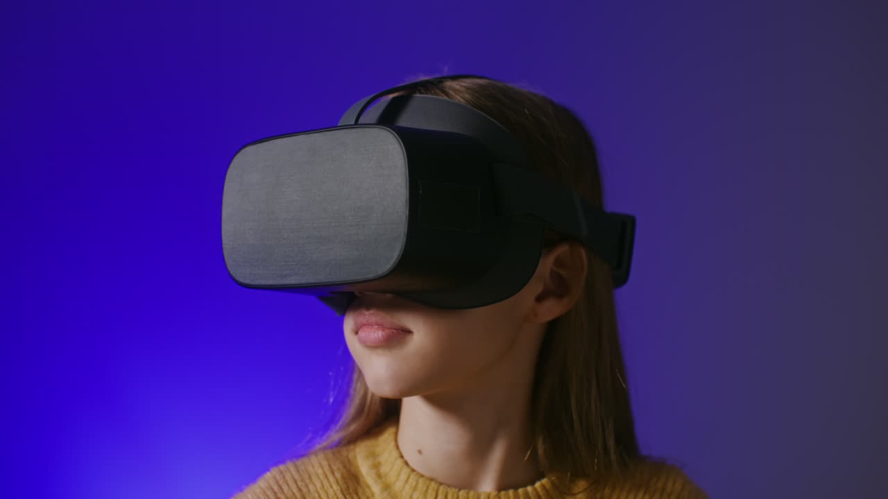 Girl wearing a VR headset