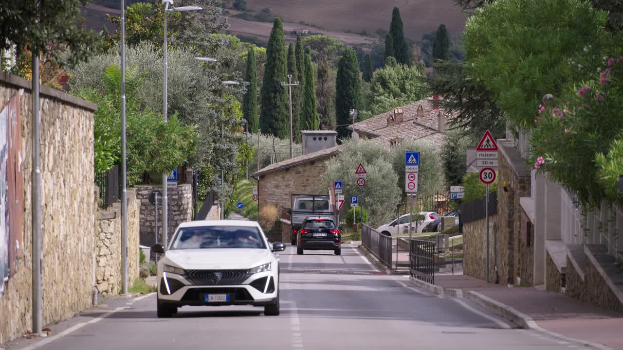 Driving through a picturesque Italian village