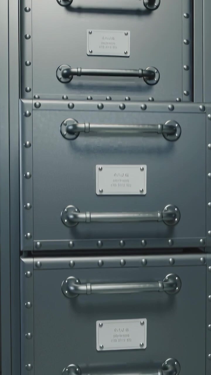 Vertical video: Showing riveted cabinet in shop, camera moving down revealing handles and plates