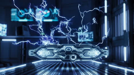 futuristic energy device in high-tech laboratory