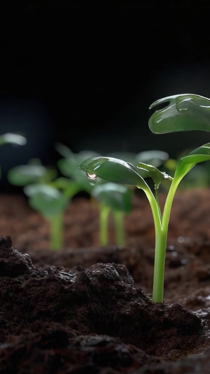 A Close-Up View of Young Seedlings Emerging from Rich Soil, Highlighting Fresh Green Leaves and Earthy Texture Under Natural Lighting Conditions