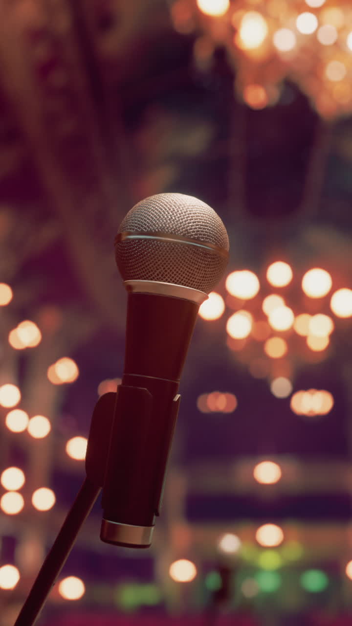 Close-up of a microphone on a stage
