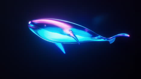 ballena con efecto de luz de neón oscuro, renderización en 3d.