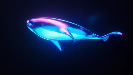 whale with dark neon light effect, 3d rendering.