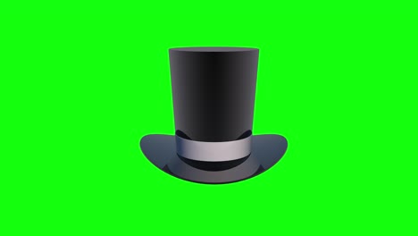 8 animaciones diferentes 3d viejo sombrero de tapa negro mago pantalla verde retro sombrero alto llave croma
