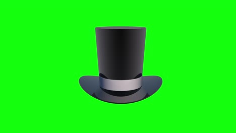 8 different animations 3d old black top hat magician green screen retro tall hat chroma key