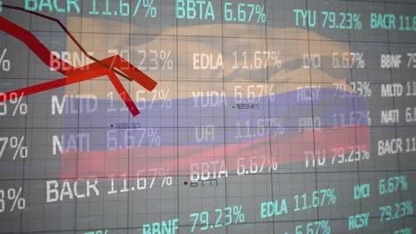 Animación-De-Procesamiento-De-Datos-Y-Gráficos-Sobre-Bandera-De-Colombia-Sobre-Fondo-Gris