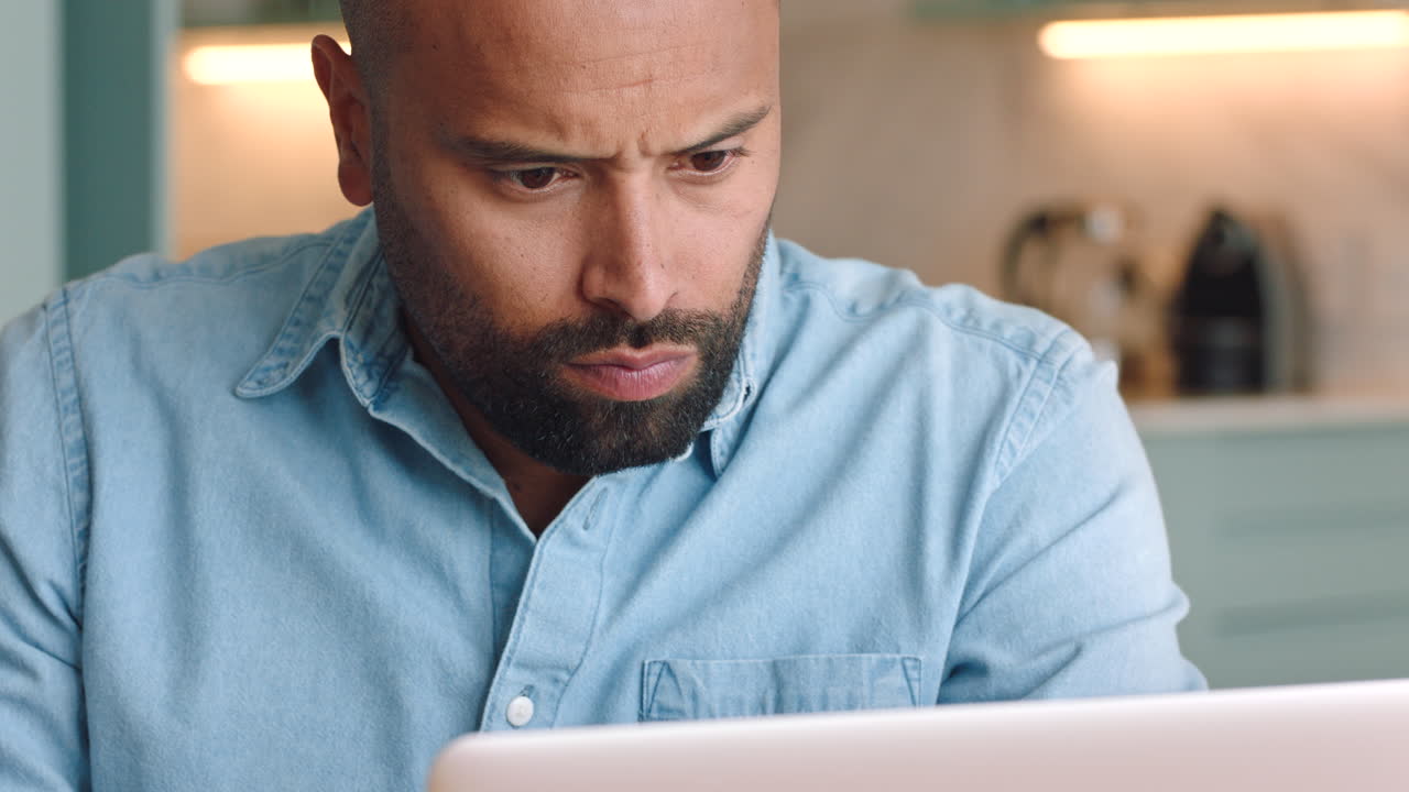 Idea, laptop and remote with a business man