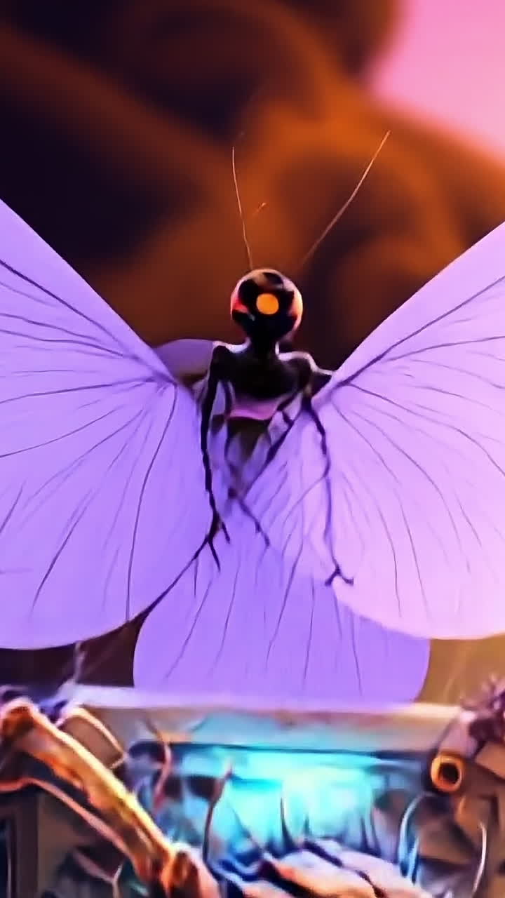 Glowing spider robot in vivid scene