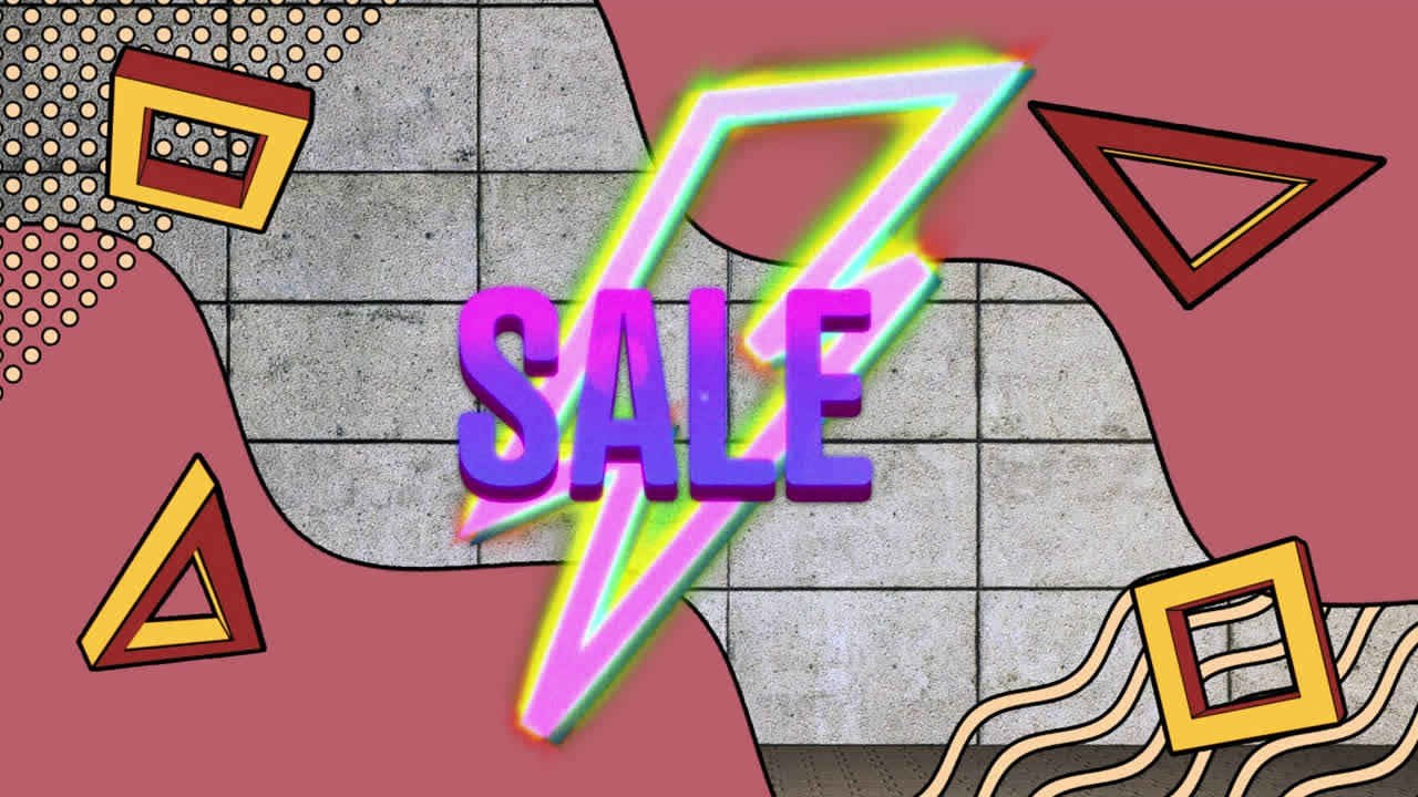 추상적인 배경 위에 판매 텍스트의 애니메이션