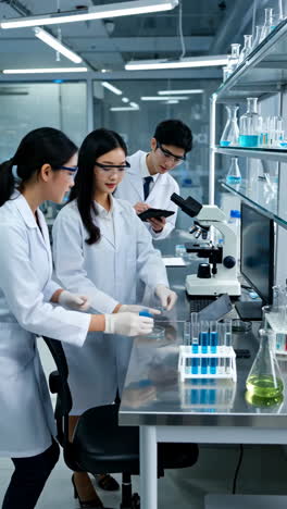 scientists conducting experiments in a modern laboratory
