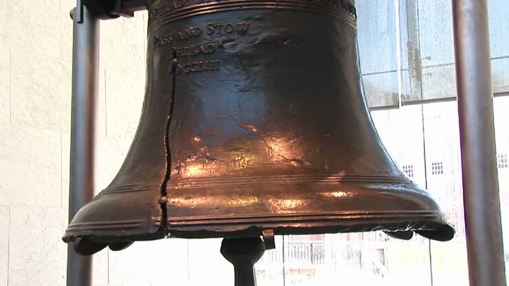 The Camera Pans From The Bottom To The Top Of The Liberty Bell Including The Original Elm Yoke