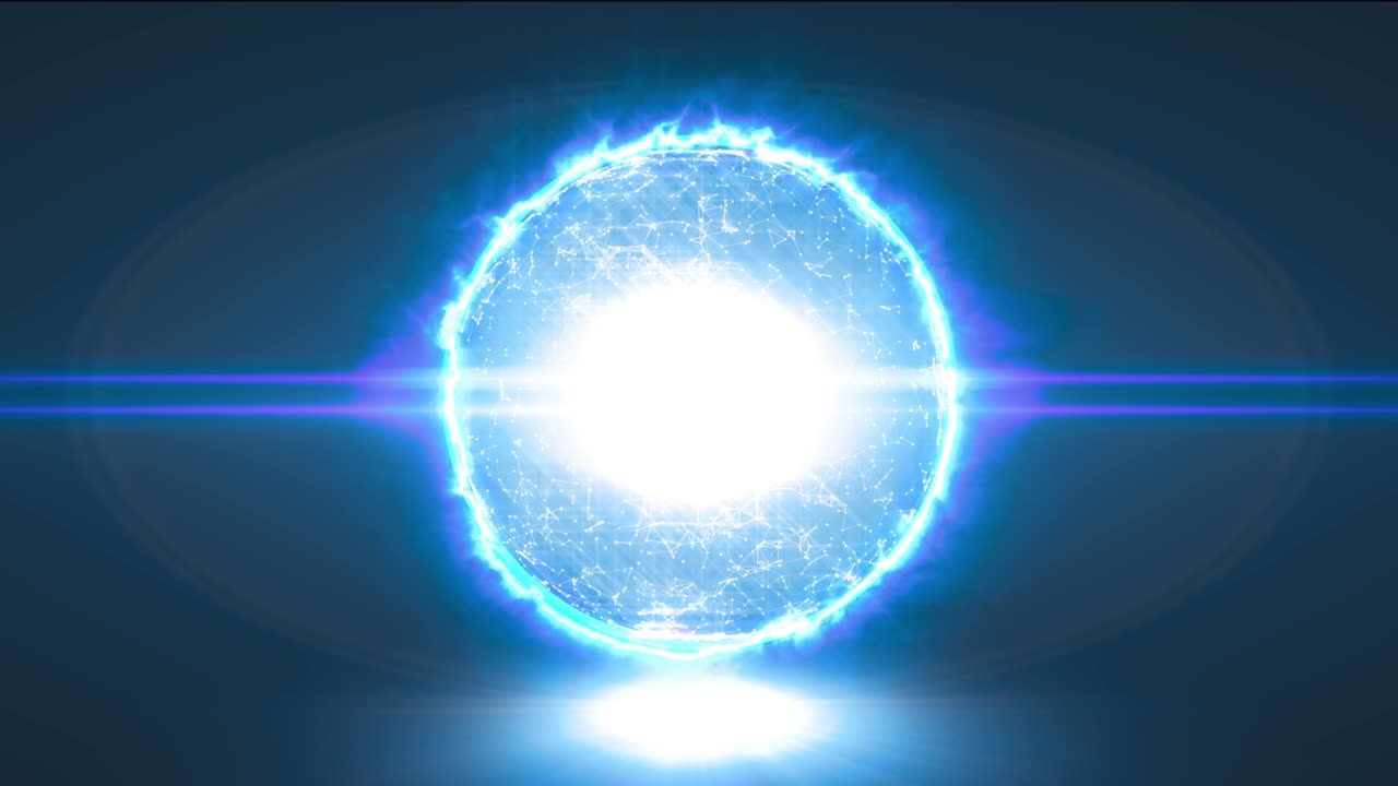 Blue glowing magic sphere on a black background animation.