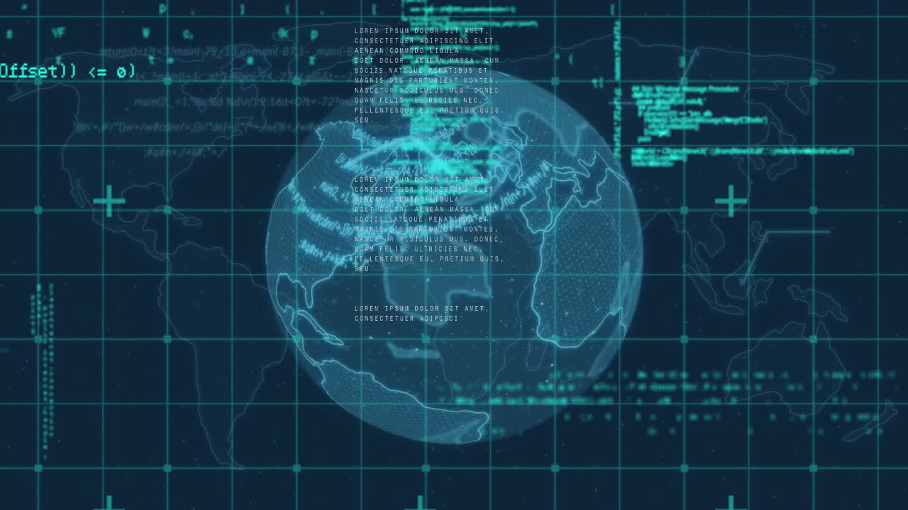 Animation of data processing and networks of connections over grind