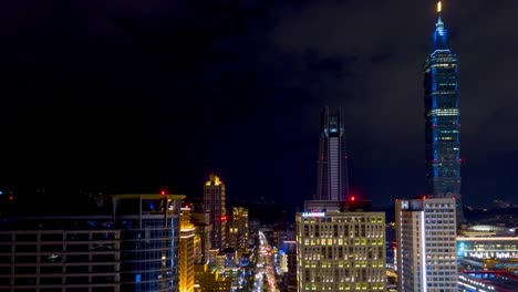 night illuminated taipei cityscape famous tower aerial panorama 4k timelapse taiwan