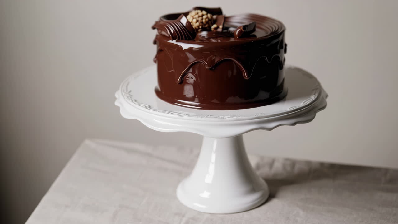 Gourmet Chocolate Drip Cake with Nuts and Swirls