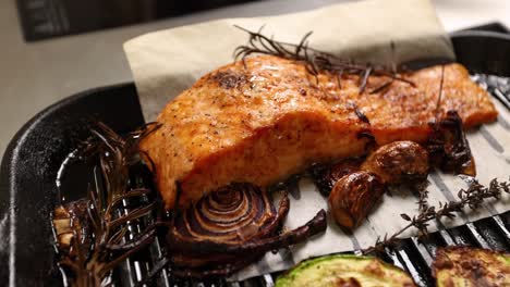 grilled salmon with roasted vegetables