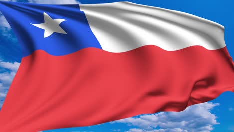 bandera de chile contra un cielo nublado (canal alfa, en bucle)