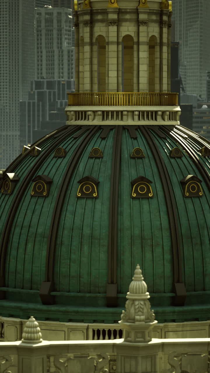 Historic dome of a prominent building surrounded by modern cityscape