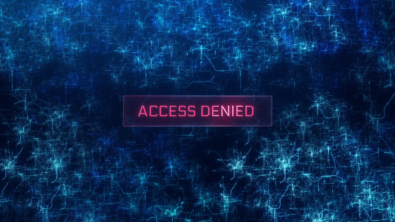 Access Denied concept over dark computer networks background