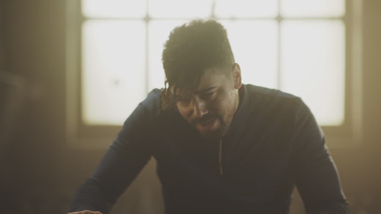 Man Focused on Exercise