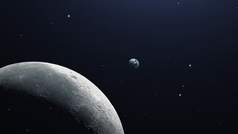 moon surface with planet earth background