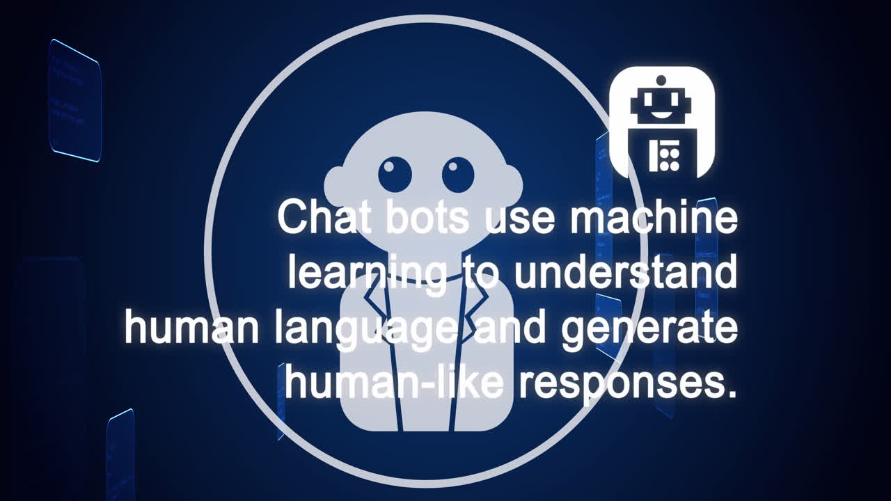 animación de chat y procesamiento de datos sobre fondo azul