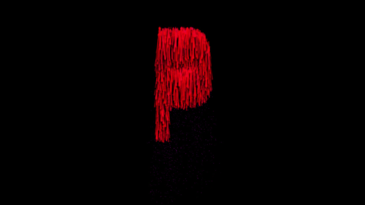 Blood flowing letter P animation on transparent background