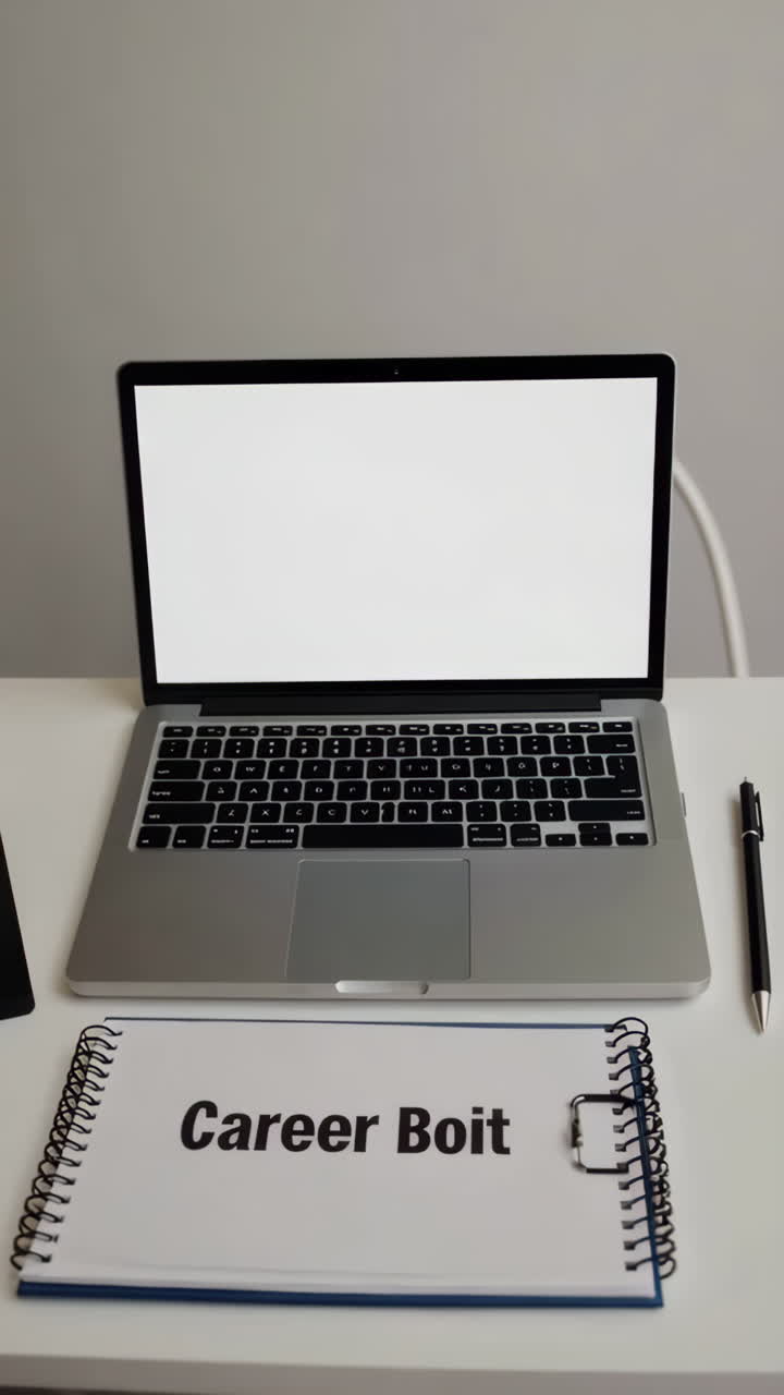 Laptop, Notebook, and Career Planning Materials on a Desk