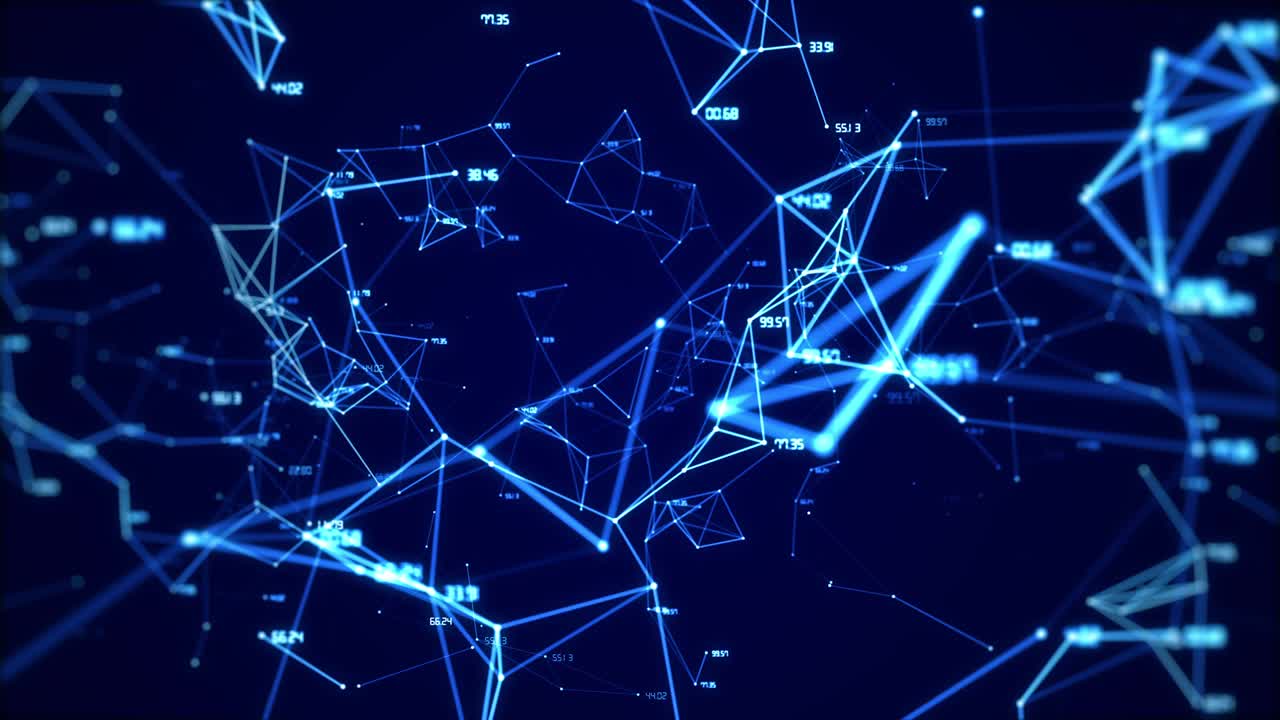 Animation of the global digital network with numbers abstract background looped