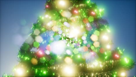 joyful studio shot of a christmas tree with colorful lights