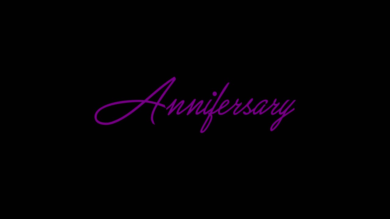 Anniversary Neon Glow Text Wiggle on Black Background