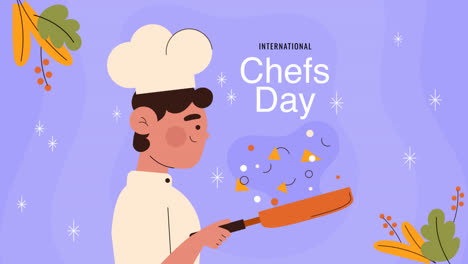 motion graphic of flat international chefs day illustration