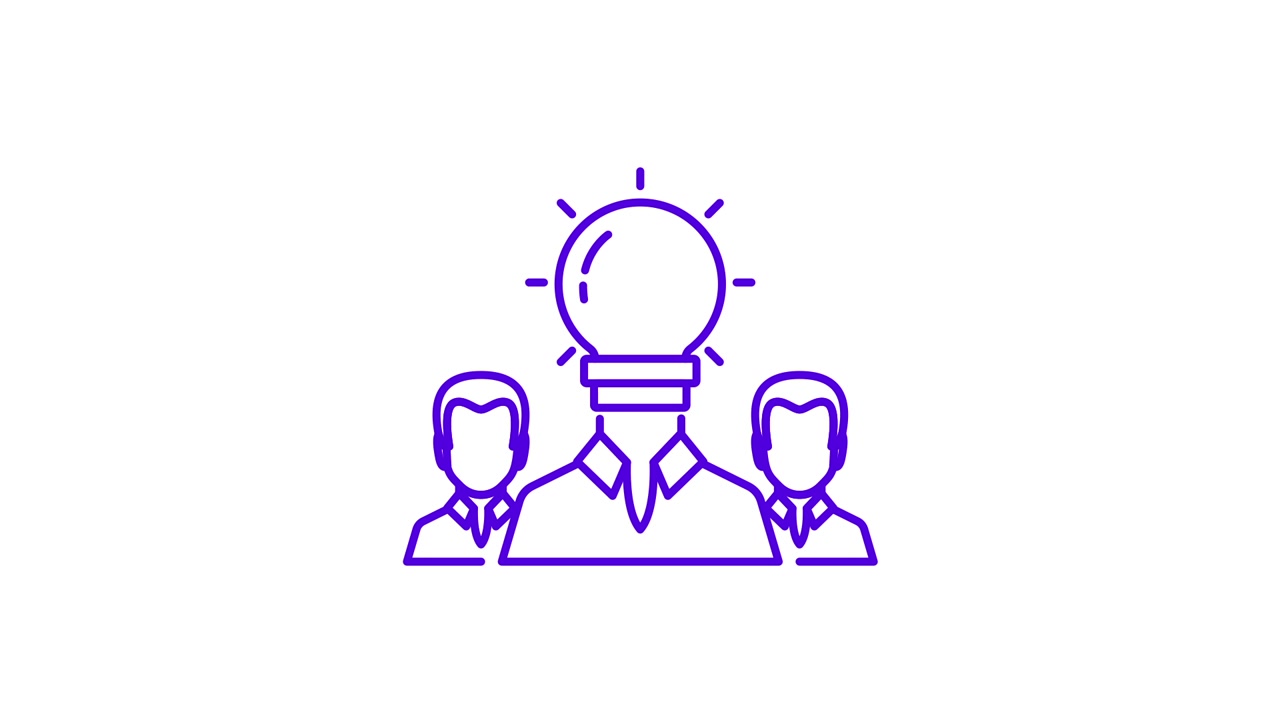 Animated Line Icon of a Team with a Lightbulb Idea