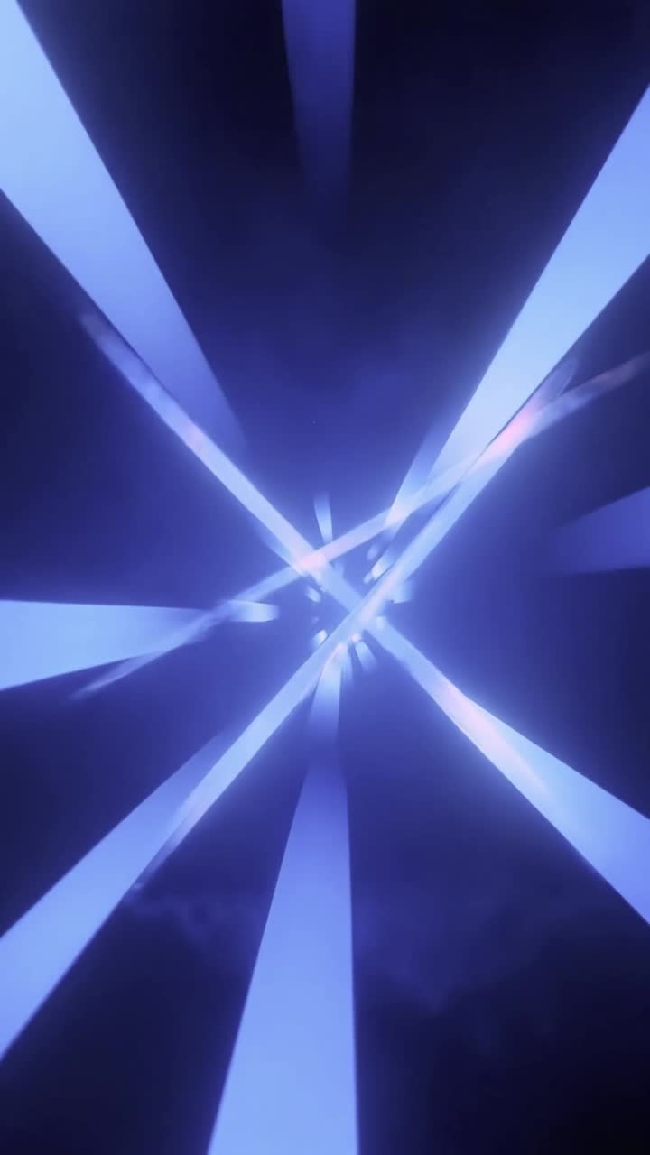 Dynamic Abstract Blue and Purple Light Rays Tunnel Loop