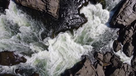 aerial view of whitewater rapids in a rocky river