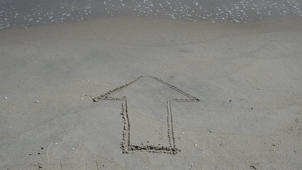 The index on sand, the beach. Shooting on the beach