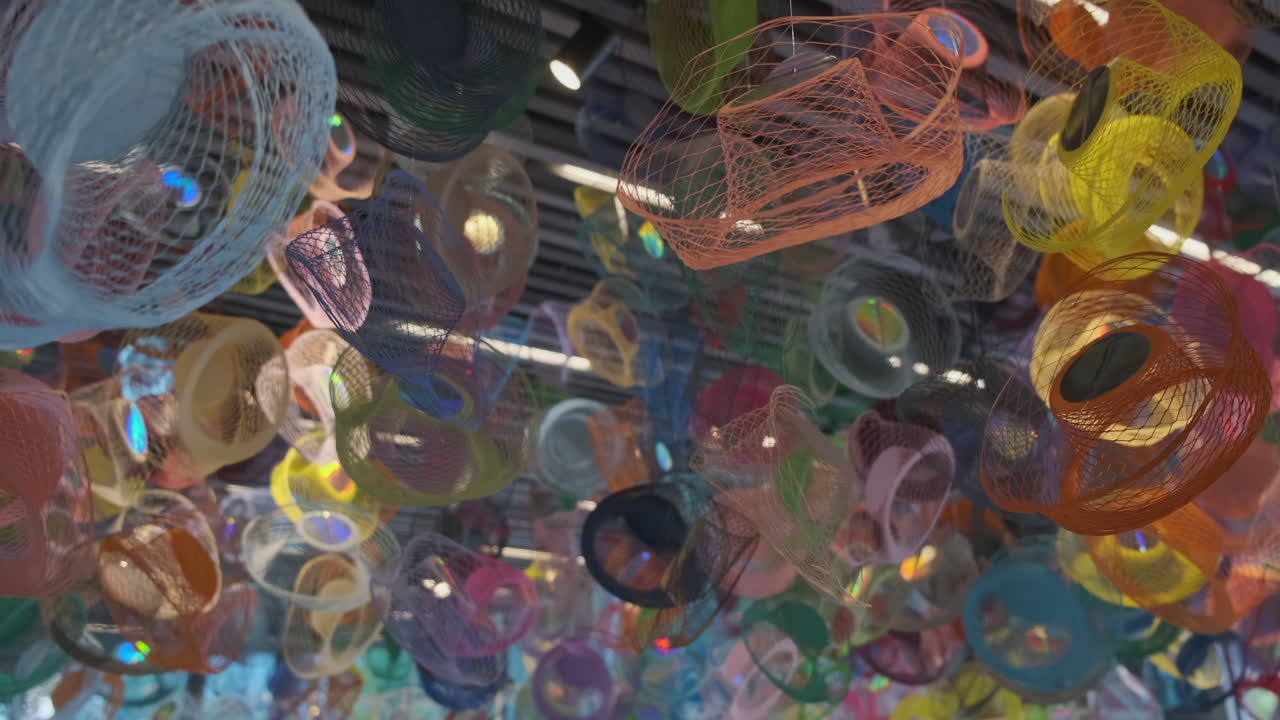 Colorful Suspended Mesh Art Installation