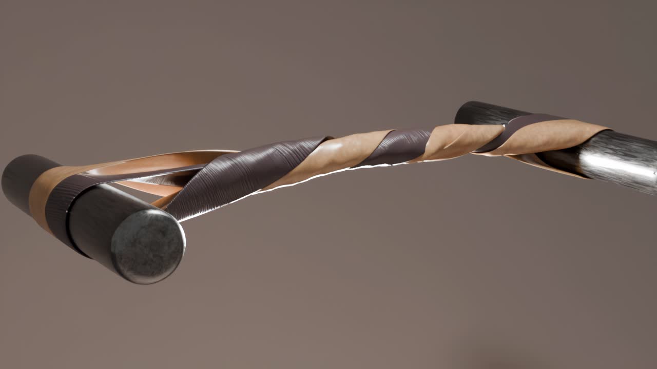 Close-up of a wrapped metal bar