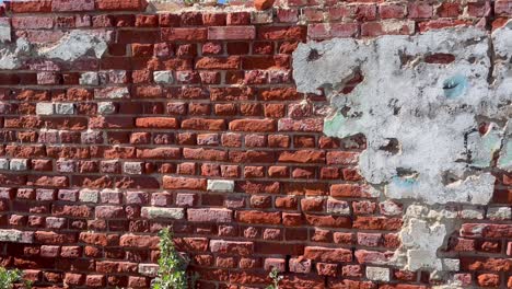 interesting worn brickwork of an old abandoned factory on the algarve portugal